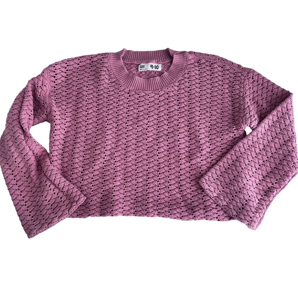 Cotton On Kids Pink Knit Crop Long Sleeve Sweater Size 9/10